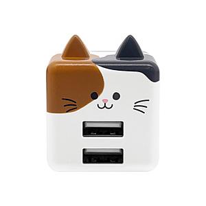 ラスタバナナ モバにゃー AC充電器 USB A×2ポート 2.4A  ミッケ RAC2A2A02MIK | ラスタバナナ