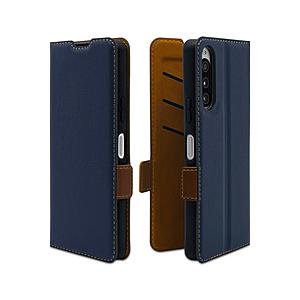 ラスタバナナ Xperia 10V(SO-52D、SOG11、A302SO) 薄型手帳ケース サイドマグネット カード3枚  ネイビー×ブラウン 7531XP105BO | ラスタバナナ