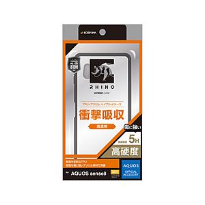 ラスタバナナ AQUOS sense8（SH-54D/SHG11） ハイブリッドケース RHINO TPU×アクリル 5H 衝撃吸収  ブラック×クリア 7781AS8HABK | ラスタバナナ