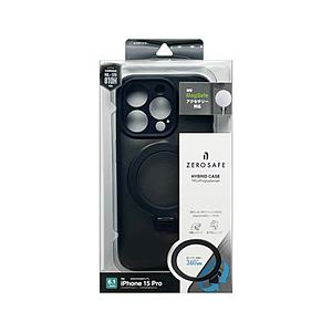 ラスタバナナ iPhone 15 Pro ZEROSAFE 極限保護 ハイブリッドケース TPU×PC 360°回転MagSafeリング付  フロストブラック 7890IP361PHPMBK | ラスタバナナ