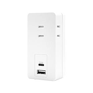 ラスタバナナ 電源タップType-C PD20W USB-A 15W 3コンセント ホワイト  ホワイト R3ACCA20W01WH ［直挿し /3個口 /スイッチ無 /2ポート］ | ラスタバナナ