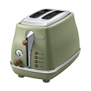 デロンギ ポップアップトースター 「アイコナ・ヴィンテージ コレクション」（4〜10枚切・2枚）　CTOV2003J-GR オリーブグリーン | デロンギ