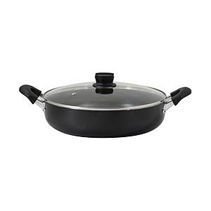 ベストコ 両手鍋 32cm 浅型 ガラス蓋付 IH ガス火対応 大容量 ビストロ・グラン  ブラック NQ-0401 | 