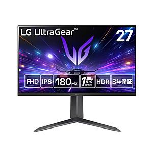 LG(エルジー) 27GS65F-B ゲーミングモニター UltraGear ブラック ［27型 /フルHD(1920×1080) /ワイド /180Hz］ | LGエレクトロニクス