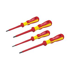 KTC 絶縁ドライバセット（4本組）　EN60900適合品　刃先No．1、No．2、マイナス4、マイナス5．5 | 