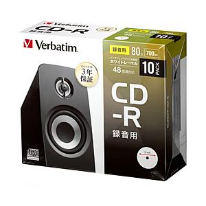 VERBATIMJAPAN 音楽用 CD-R 1-48倍速 700MB 10枚【インクジェットプリンタ対応】 MUR80FP10D1-B | 