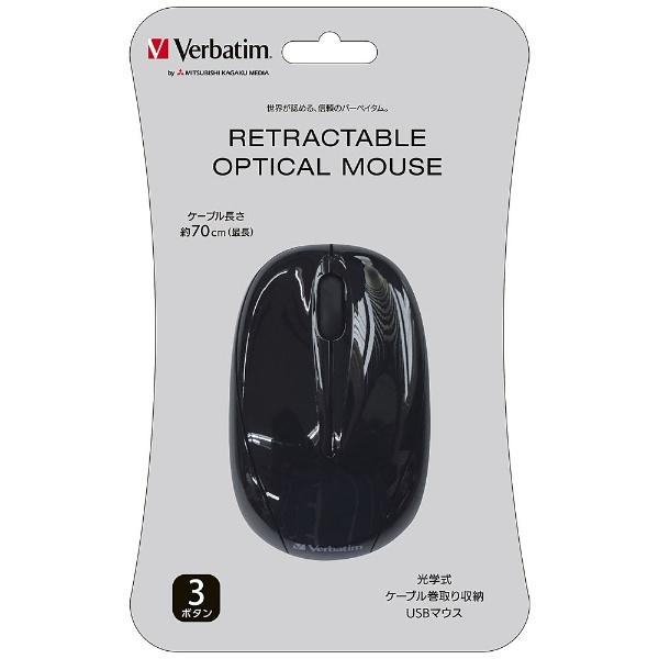 VERBATIMJAPAN 有線光学式マウス ［USB］ （巻き取り式・70cm・3ボタン・ブラック）　MUSMSZV3 |  | 01