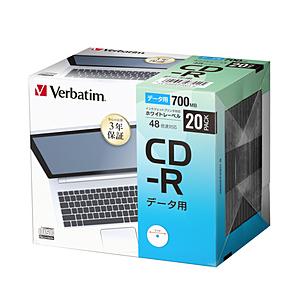 VERBATIMJAPAN 長期3年保証 データ用CD-R 20枚パック　SR80FP20D1-B | 