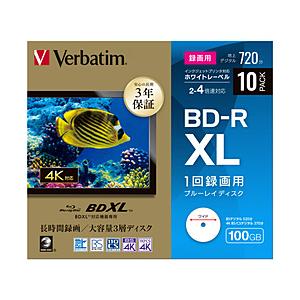 日時指定VERBATIMJAPAN 録画用BD-R XL   VBR520YP10D1-B ［10枚  100GB  インクジェットプリンター対応］