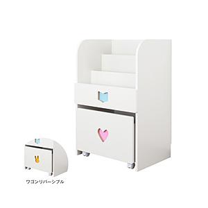 充英アート おかたづけしたくなるワゴン付マガジンラック　女の子用 JAJAN ホワイト TSM-59HGW | 