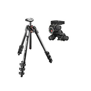 Manfrotto 190プロカーボン4段三脚+410ギア付き雲台キット  ブラック JP-MK190C4-410 | Manfrotto