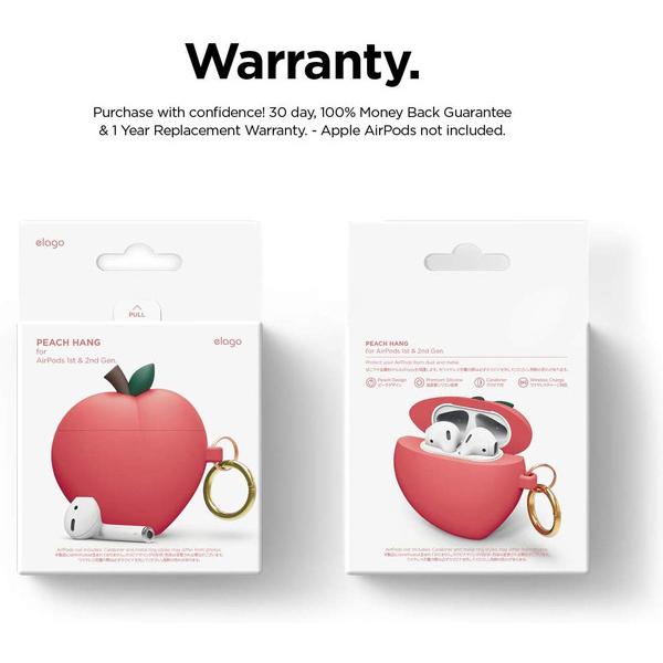 ELAGO AirPods(第2/1世代) カラビナ付きケース PEACH HANG for AirPods /AirPods 2nd Charging / AirPods 2nd Wireless (Red)  Red EL_APACSSCPN_RD |  | 08