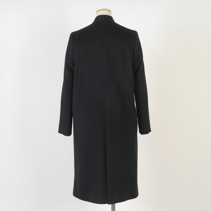 ノーカラー前カン止め ロングコート ウール レディース S〜LLサイズ