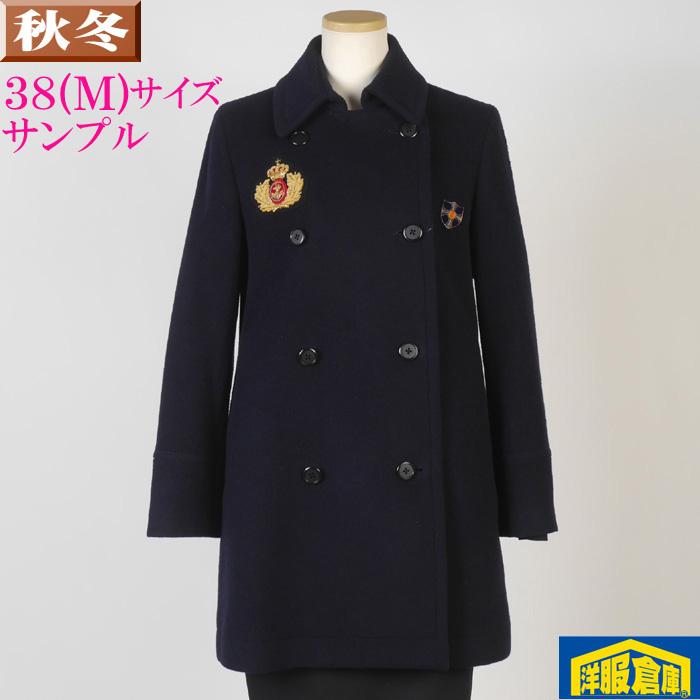 ステンカラー ダブルブレスト コート ウール レディース 38(M)サイズ
