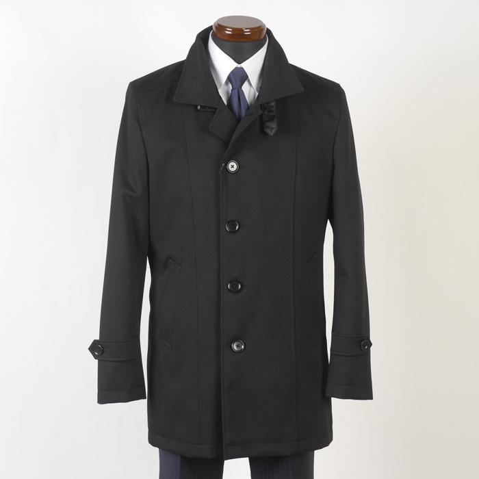 スタンドカラー コート メンズ斜めストライプ調 前身縦ダーツ