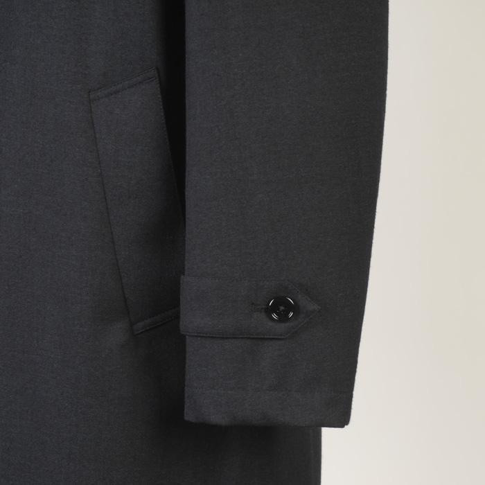 ステンカラー コート メンズ背裏、袖裏中綿入り 張り艶あるウール混紡