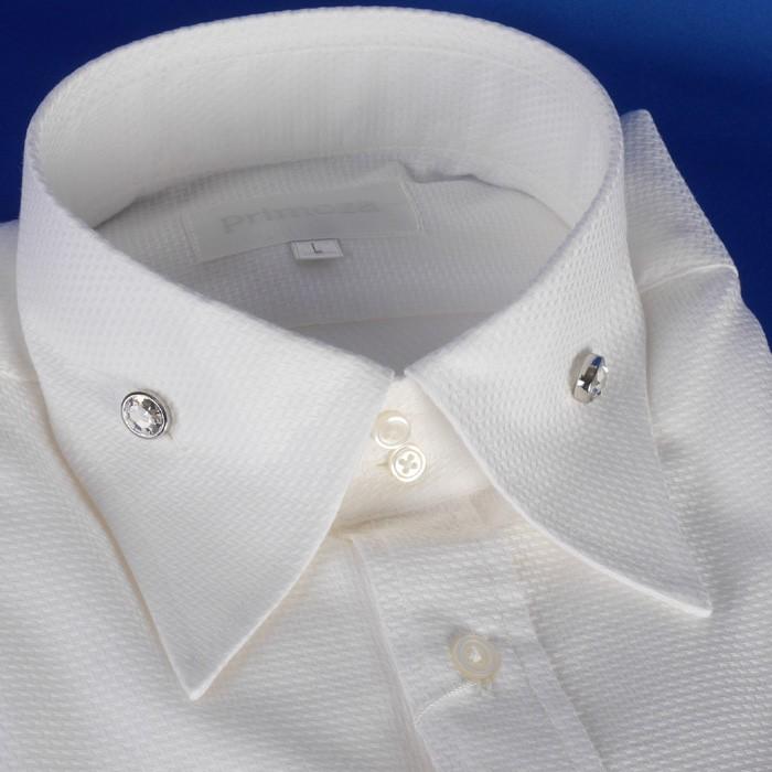 S M L LL ボタンアップカラー フォーマルシャツ　衿ボタンはスワロフスキー日本製 綿100％ ハイグレード巻き縫い仕立て全3色 3500 RYM903｜y-souko｜04