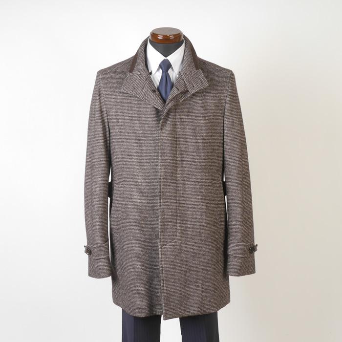 スタンドカラーウールコート スタンドカラー コート ウール100％ メンズ Lサイズ 織り柄 ビジネス