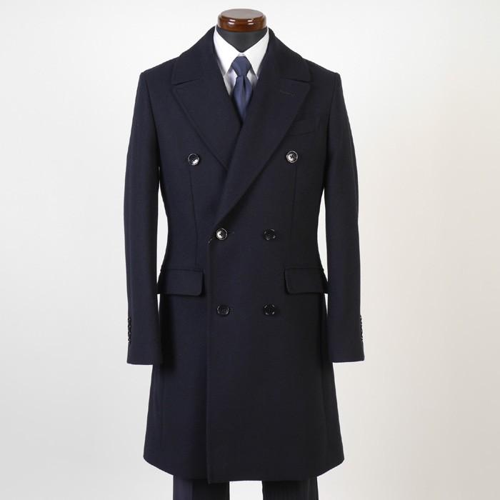 販売終了ダブルチェスターカラー コート メンズウール＆カシミヤ L
