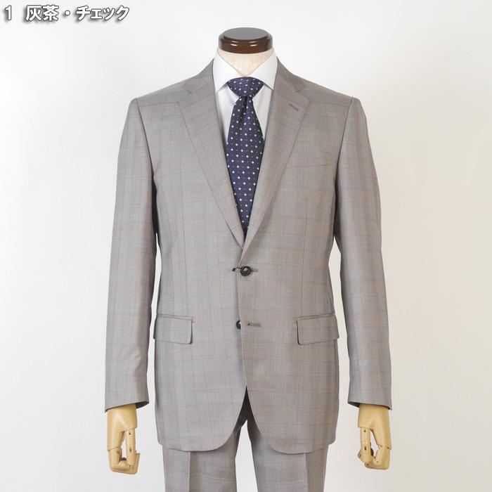 スーツ Loropiana ロロピアーナ「SOFTIME」ノータック ビジネススーツ メンズ本水牛釦使用 灰茶チェック bi 45000 tRS7048a｜y-souko｜02