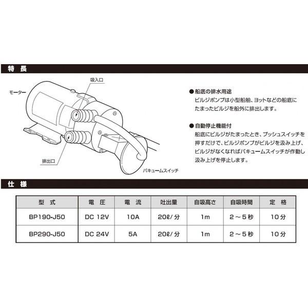 送料無料　日立　ビルジポンプ　12V 　BP-190-J50　船舶　ビルジポンプ　ポンプ　船舶｜y-square｜03