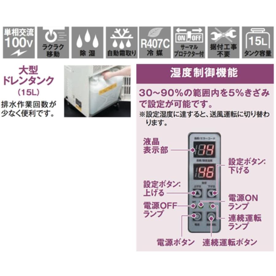 ●送り先企業様●クーポン発行中● ナカトミ 除湿機 DM-15C  (湿度制御機能付き) 業務用除湿機湿度制御機能付き DM15C｜y-square｜02