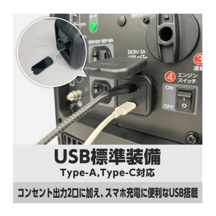 工進 GV-18EC インバーター発電機 定格出力1.8kVA アウトドア キャンプ