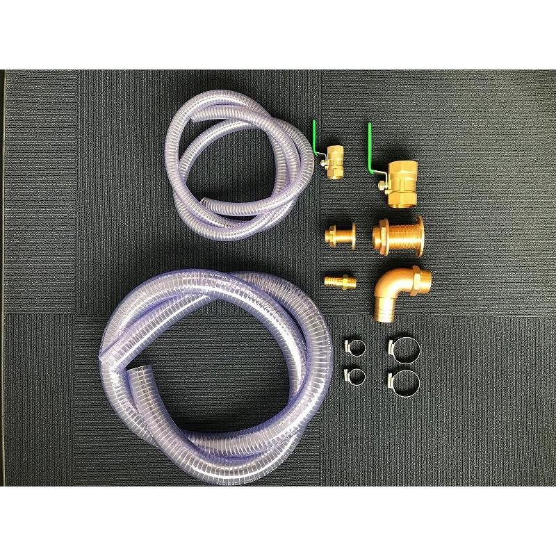 詰りが見える日本製ホース2M マリントイレ 抜けにくい金具セット 3/4(19mm)ストレート×１1/2(38mm) 大口径エルボトイレ マリントイレホース 手動 12v 24v