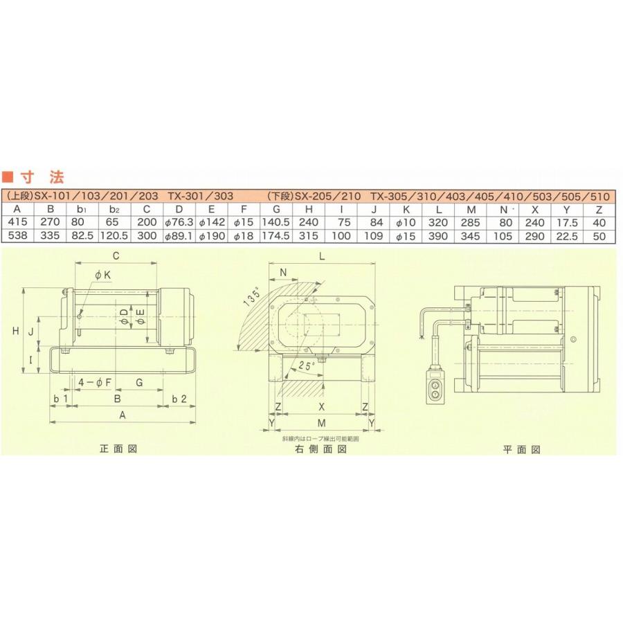 富士製作所 電動シルバーウインチ SX-103 単相100V SX103 超軽量 省