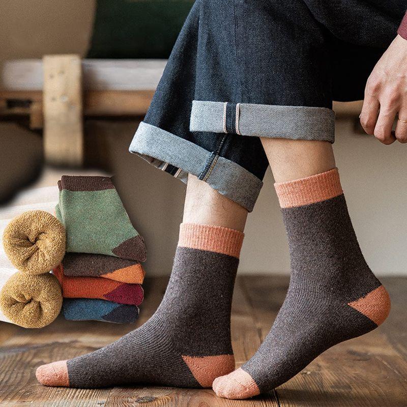 靴下 メンズ 厚手 冬 暖かい くつした メンズ クルーソックス おしゃれ 保温防寒靴下 タオル生地 冷え取り靴下 抗菌防臭 5足セット カ 保障できる