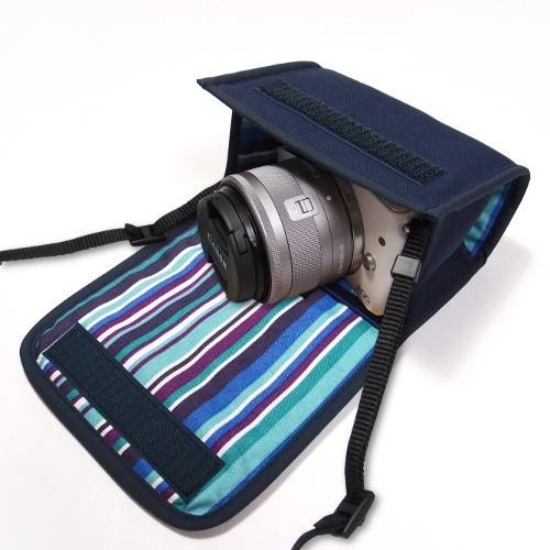 最大12%OFFクーポン カメラケース ミラーレス キヤノンEOS M200ケース /EOS M100ケース（ネイビー・アズーリ）--suono（スオーノ）ハンドメイド カメラケース