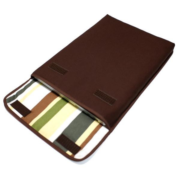 MacBook Pro 14インチ ケース タテ型（ココア・カーキストライプ）suono ハンドメイド 日本製