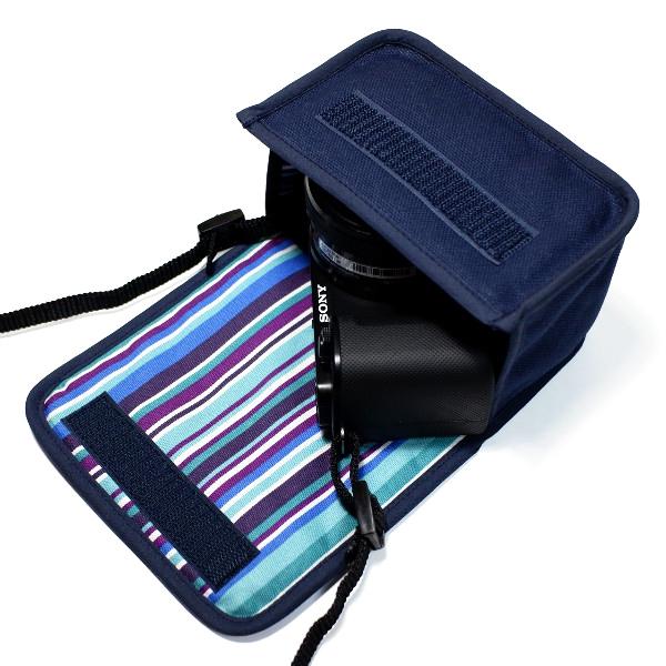 ソニー VLOGCAM ZV-E10ケース（ネイビー・アズーリ）パワーズームレンズキット suono ハンドメイド