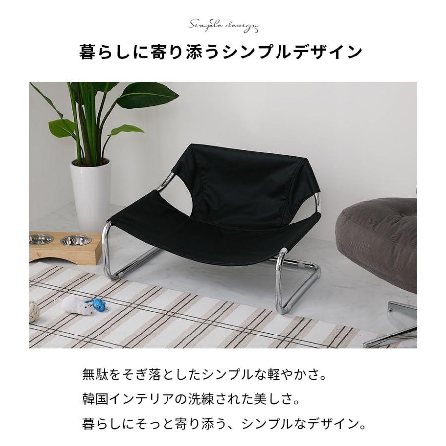 ペットベッド 75x59x45cm ブラック PUレザー おしゃれ かわいい 金属フレーム シルバー 北欧 韓国インテリア ペット用ベッド ペットベット 犬 猫の画像