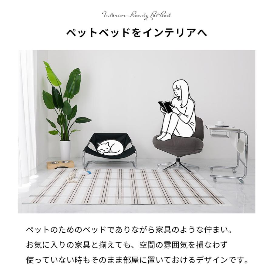 ペットベッド 75x59x45cm ブラック PUレザー おしゃれ かわいい 金属フレーム シルバー 北欧 韓国インテリア ペット用ベッド ペットベット 犬 猫の画像