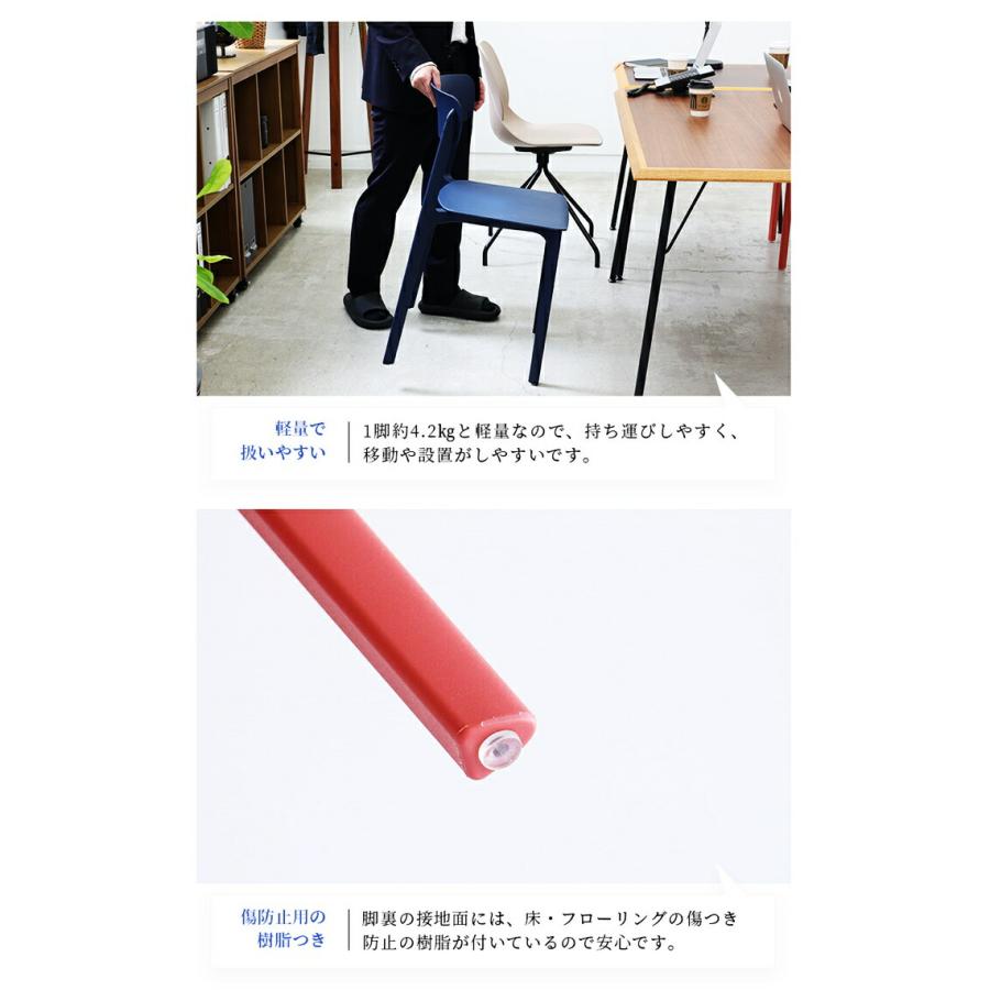 スタッキングチェア ダイニングチェア 完成品 おしゃれ ミッドセンチュリー デザインチェア 肘なし ネイビー レッド かわいい 北欧 レトロ イス カフェチェア_8