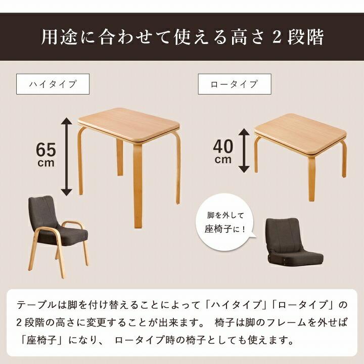 こたつ布団 こたつ台 座椅子 省スペース パーソナル チェック柄 3点セット 約184×204cmの画像