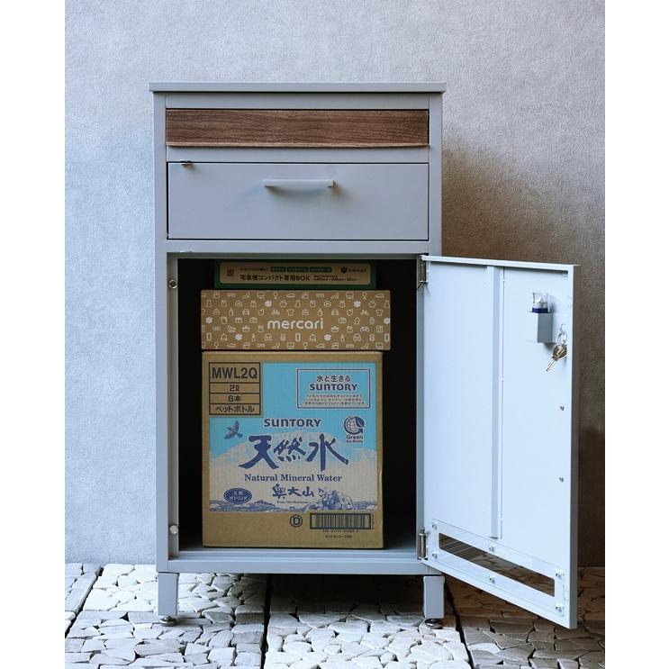 宅配ボックス ポスト付 郵便受け おしゃれ メールボックス 一戸建て 屋外 置き配 北欧 カントリー- 置き型 Jake-ジェイク ディムグレー シルバー 木目 モダン|y-syo-ei|12