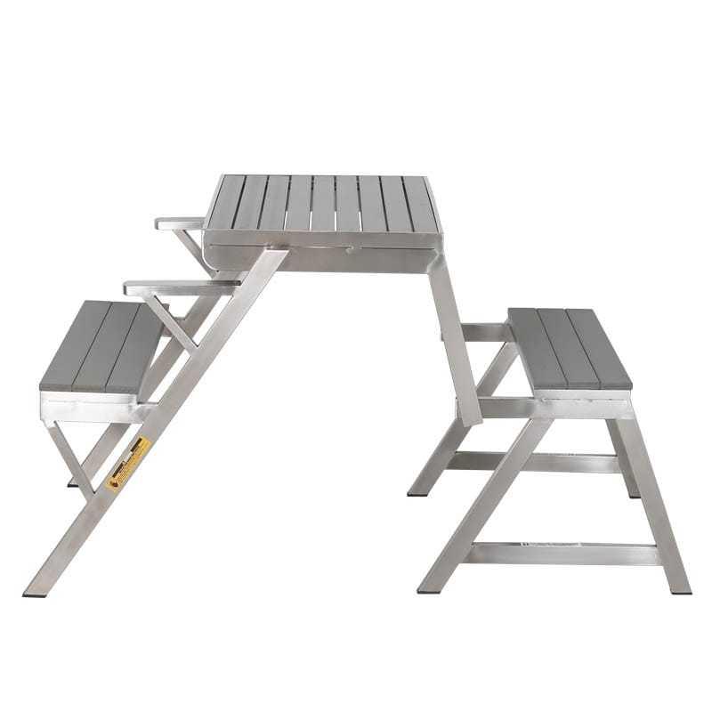 SS TABLE & BENCH SINGLE WPC GRAY ステンレス テーブル & ベンチ シングル WPC グレー ガーデンテーブル ベンチ テラス バルコニー 机 ダイニング｜y-syo-ei｜02