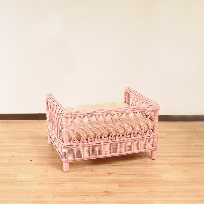 ラタン家具 ペット用ベッド ピンク 天然ラタン使用 ペットベッド ベッド ペット 犬 イヌ いぬ かわいい 