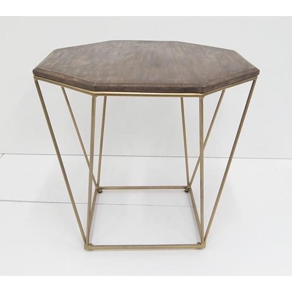 八角形 サイドテーブル ゴールド ナイトテーブル アイアン アンティーク 花台 飾り棚 ベットサイド ソファーサイドテーブル