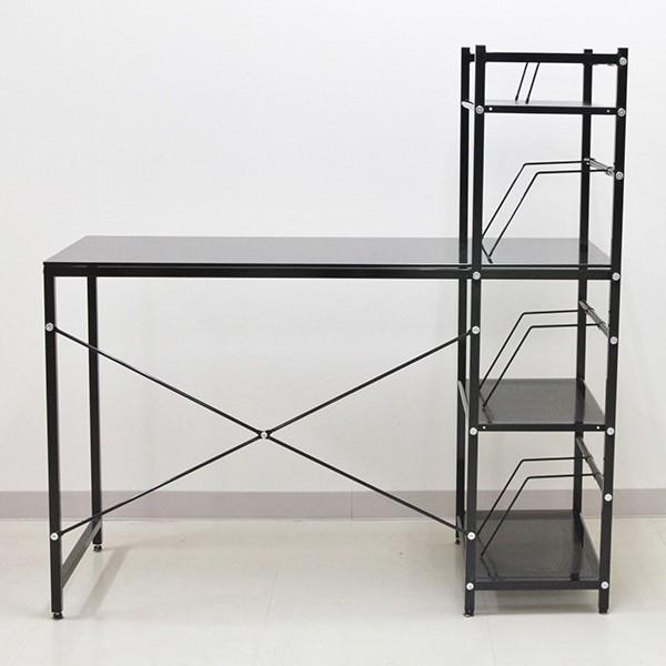 好評 幅115cm 天板ガラス システムデスク ブラック スチール 棚付き ラック パソコンデスク Pcデスク 机 ワークデスク 流行に Oldweb15 Freelancefordreams Com