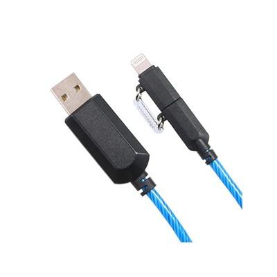 2ＷＡＹイルミネーションケーブル　ｍｉｃｒｏＵＳＢケーブル　Ｌｉｇｈｔｎｉｎｇ変換コネクタ付　80ｃｍ　ブルー　ＣＫ−Ｌ06ＢＬ｜y-syo-ei｜02