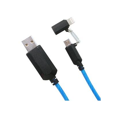 2ＷＡＹイルミネーションケーブル　ｍｉｃｒｏＵＳＢケーブル　Ｌｉｇｈｔｎｉｎｇ変換コネクタ付　80ｃｍ　ブルー　ＣＫ−Ｌ06ＢＬ｜y-syo-ei｜03