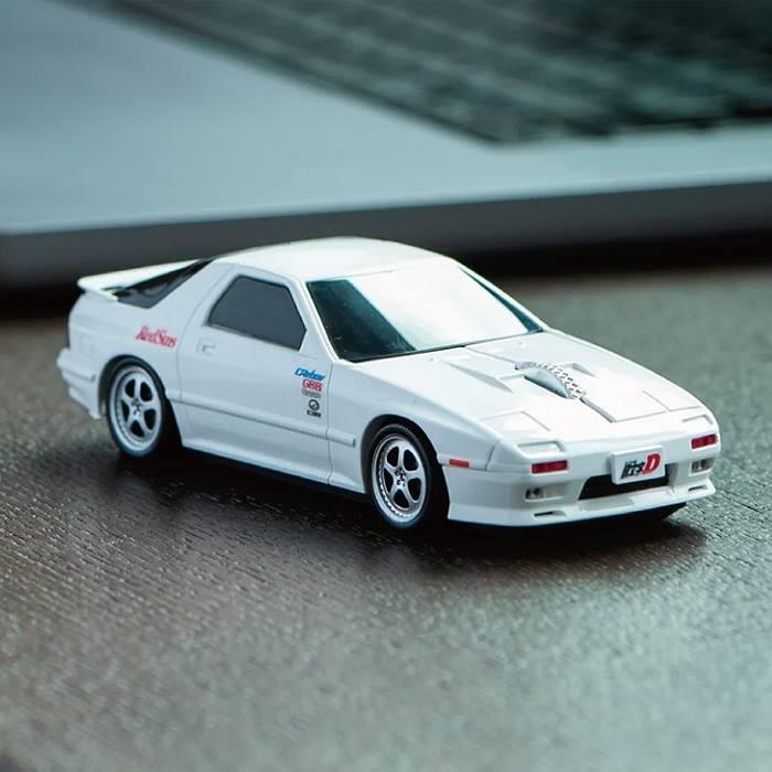 マウス 無線電池式 マツダ RX-7 FC3S型 頭文字D FC1巻版 ホワイト 高橋