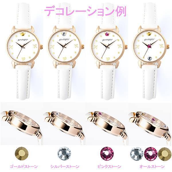 デコレーション ウォッチ レディース 腕時計 グッドラック エンジェル GLA-001L-01WH ホワイト ラインストーン 3個付き 日本製ムーブ使用｜y-takarabako｜03
