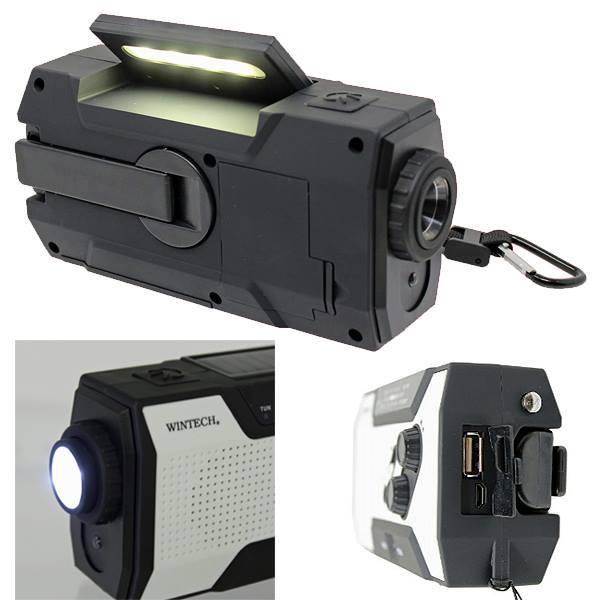 WINTECH 手回し充電 ソーラー充電 USB充電 乾電池 ラジオ ライト WINTECH 手回し充電 ソーラー充電 USB充電 乾電池 ラジオ ライト