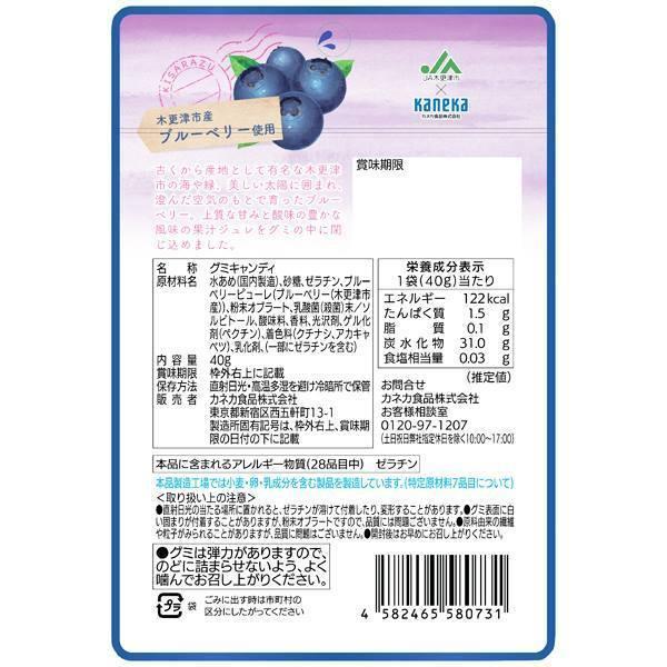6袋セット販売 グミ 乳酸菌入り 木更津ブルーベリーグミ カネカ食品