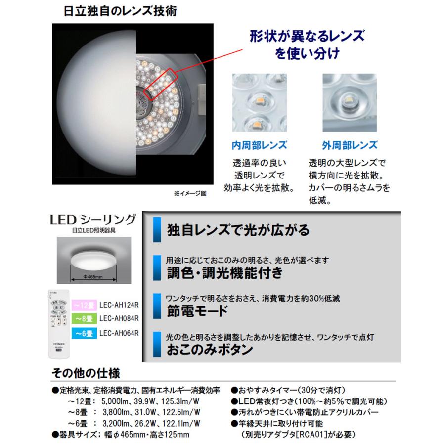 日立（HITACHI） LEDシーリングライト リモコン付 日本製 LEC-AH064R