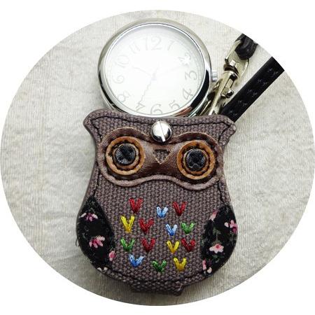 つば九郎　ルーペウォッチ レディス 携帯 時計 ふくろう ルーペ ウォッチ LW036 グレイ ブルー